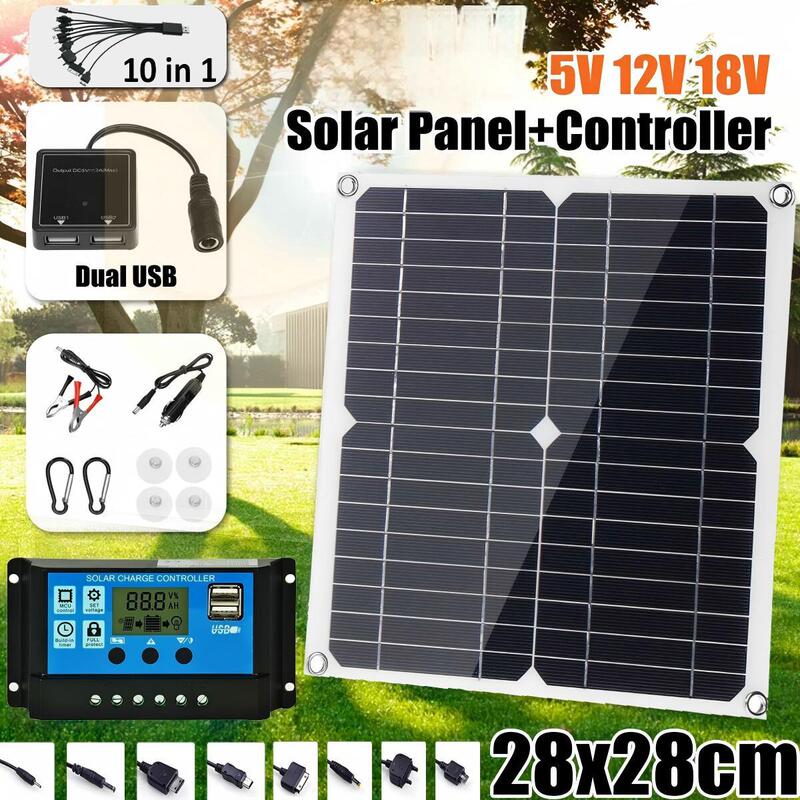 Cross-Border 25W100W5V18V Solar Panel Single Crystal Dual USB Voltage Regulator Charging Board for Car, Boat, Mobile Phone, Outdoor Use Cross-Border 25W100W5V18V Solar Panel Single Crystal Dual USB Voltage Regulator Charging Board for Car, Boat, Mobile Phone, Outdoor Use