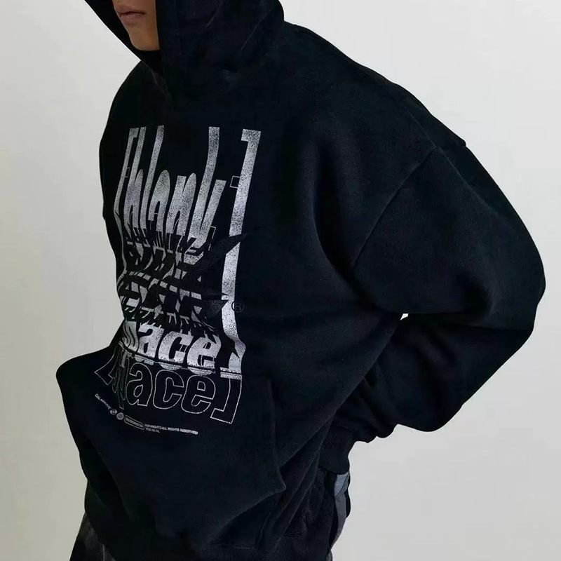 High Street FAR.ARCHIVE flash Limited letters oscuro impreso hombres y mujeres sueltos suéter con capucha casual moda