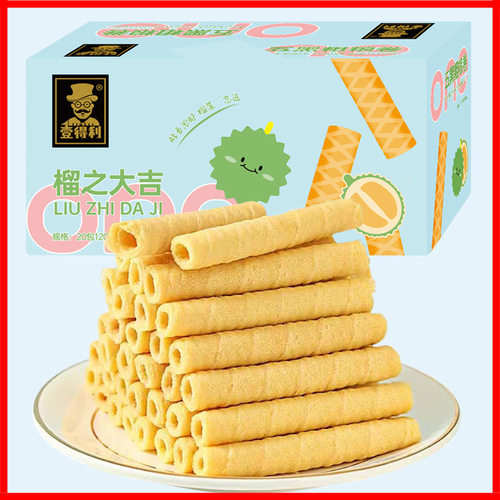 Egg rolls, durian flavored biscuits, whole box, recommended by internet celebrities, delicious snacks, snacks, snacks, tea
