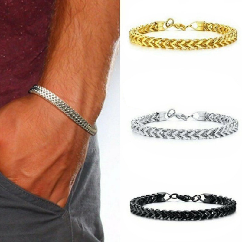 Star Europe and the United States new stainless steel jewelry personalized gifts three-color optional men's personality charm bracelet jewelry