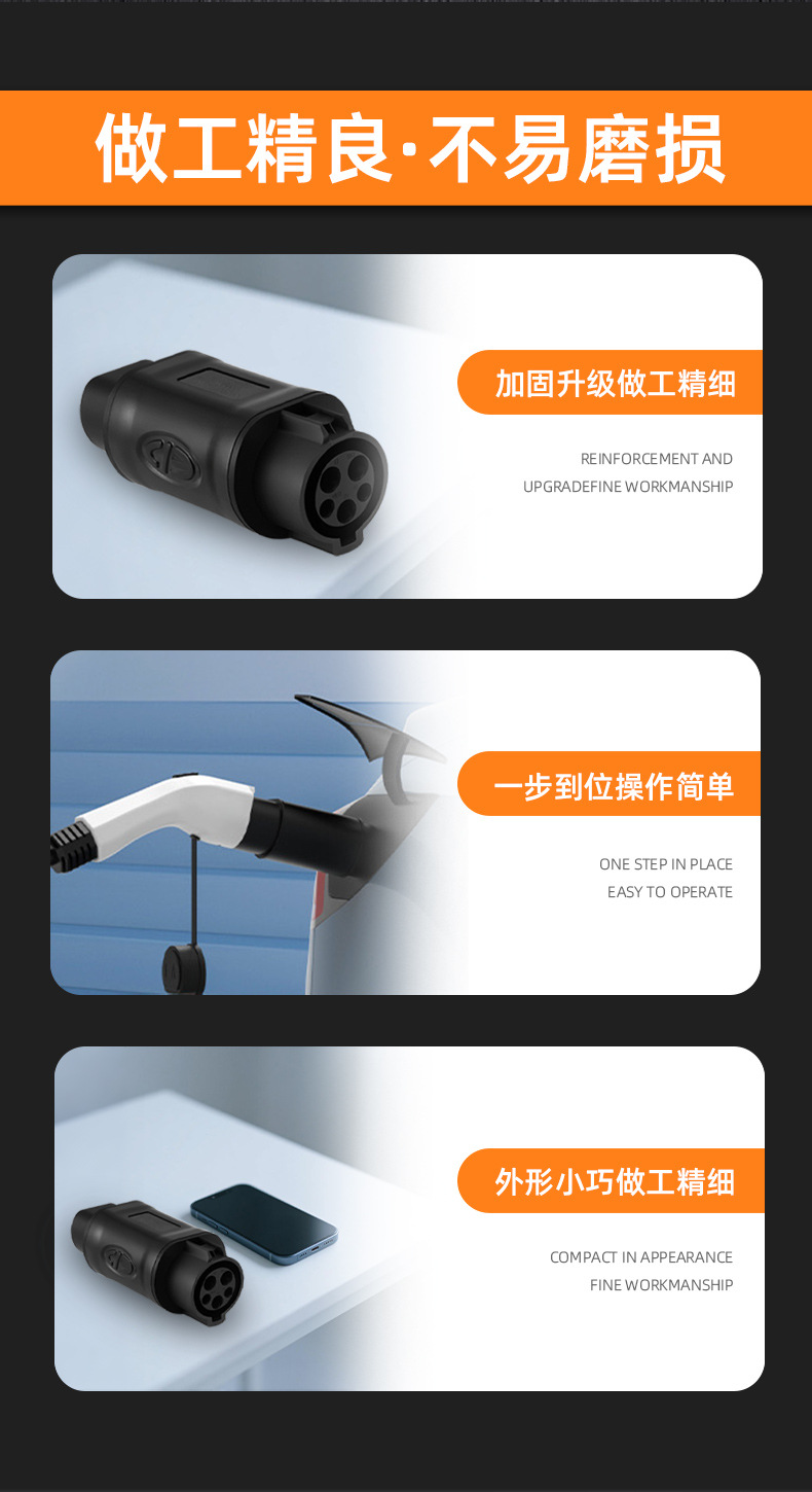 Adapter New Energy Vehicle Charging Connector US to European Type2 Charging Pile Converter European Standard to US Standard