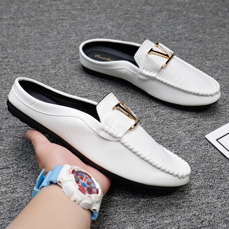 White Shoes Men's Spring Lazy Shoes 2023 New High-end Men's Shoes Loafers Men's Casual Heeled Shoes for Men