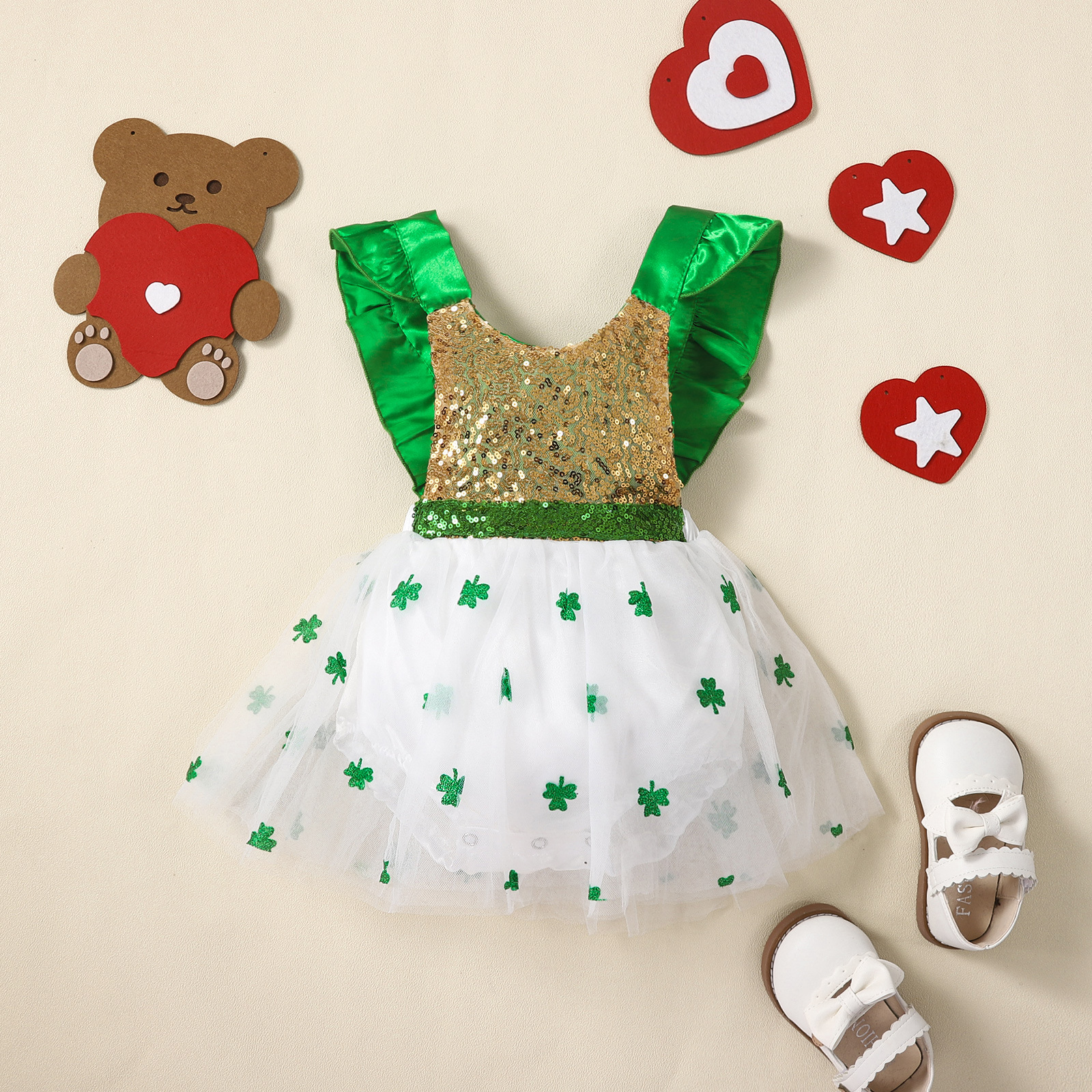 San Patricio Princesa Lindo Trébol Poliéster Vestidos Para Niñas display picture 1