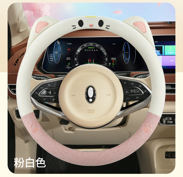 New Car Steering Wheel Cover Summer Linen All-Season Universal Goddess Ladies Anti-Slip Cute Cartoon Car Handle Cover