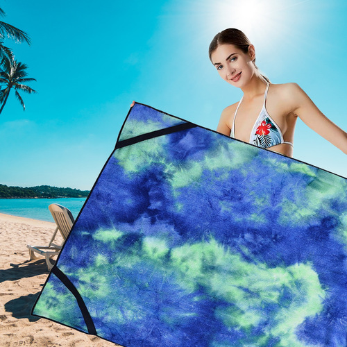 Cross-border hot selling tie-dyed microfiber beach towel lounge chair cover beach chair towel bath towel single layer 600g