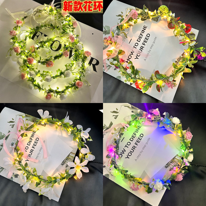 Mori para niños brillante y brillante corona de caña super inmortal banda de cabello de novia flores tocado de cabello banda de cabello espectáculo de fotos cabina