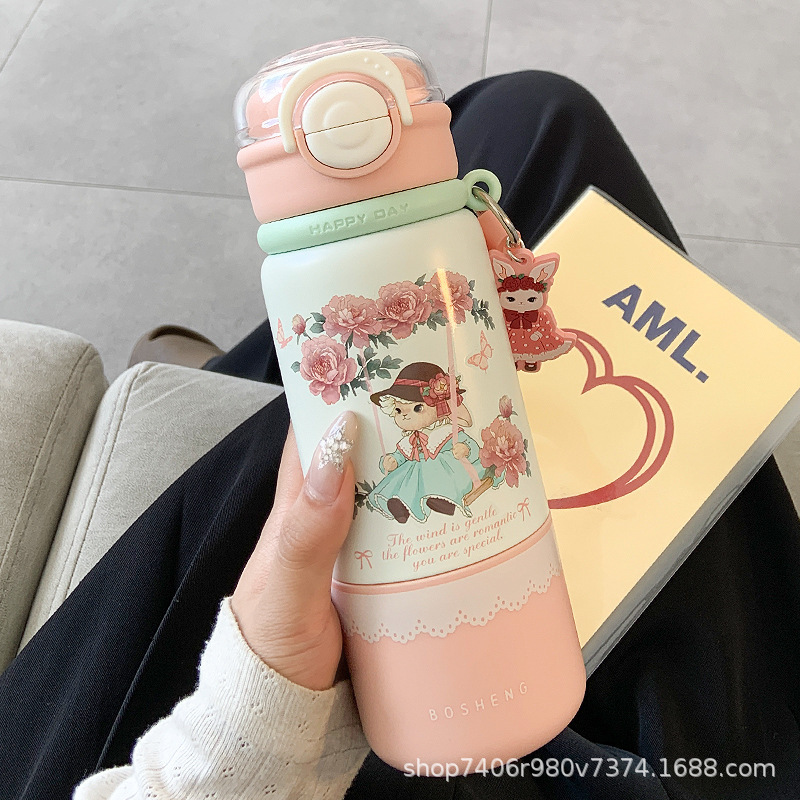 可爱保温杯女生吸管水杯女新款2025高颜值带盖可喝水便携学生杯子|undefined