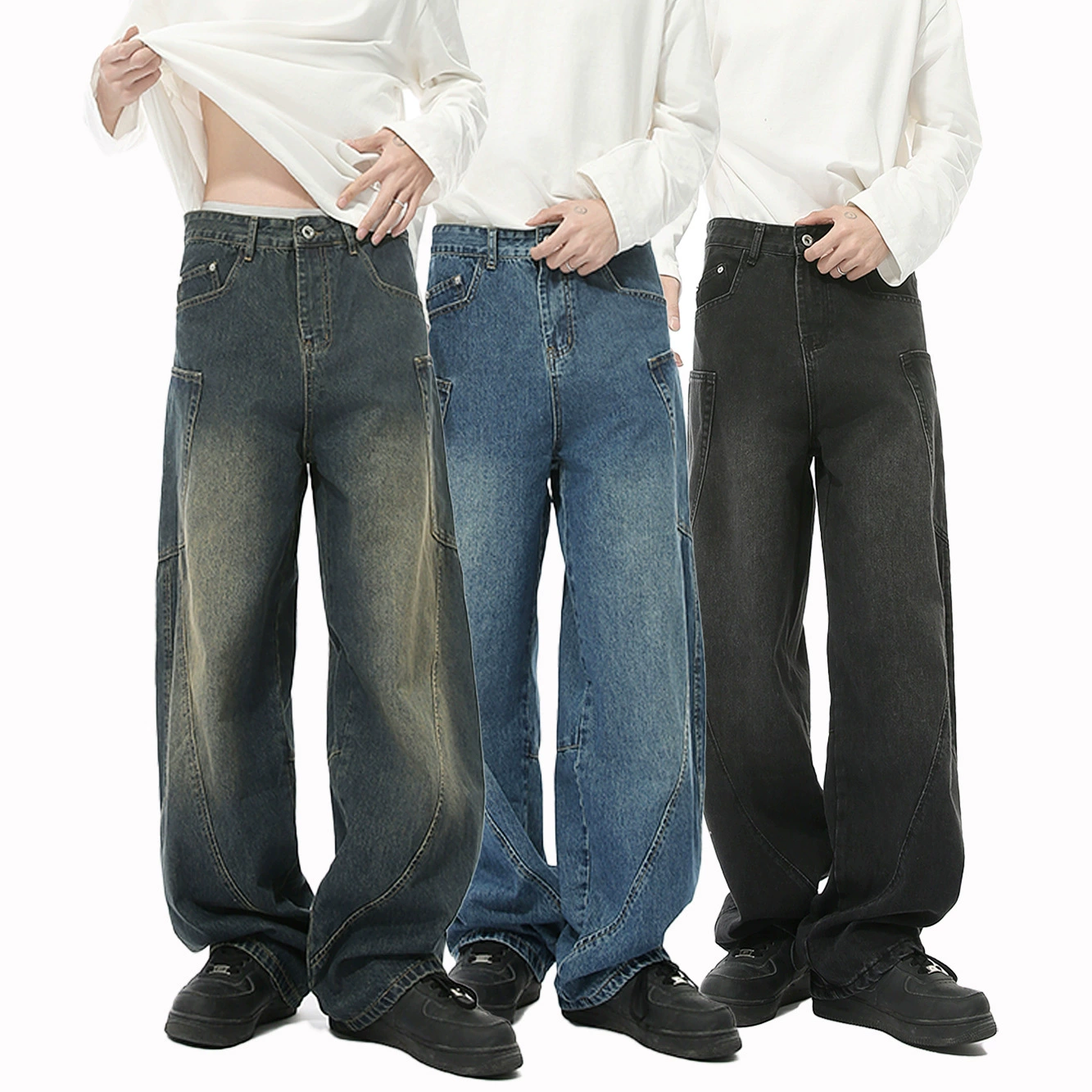 MTLCLOTHES Мужская одежда | Four Seasons Новая корейская версия структурная разделенная линия стерео мачете карманные джинсы