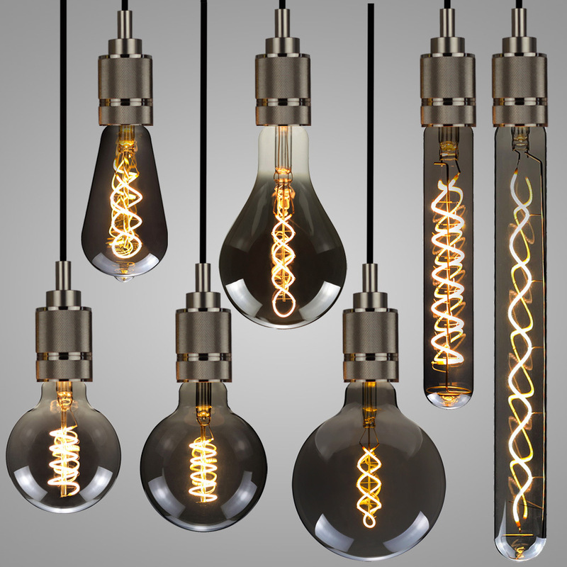 Edison Light Bulb Led Lamp Electroplated Smoke Gray Lamp E27 Lighting St64G80G95 Lamp Dimmable Bulb Retro
