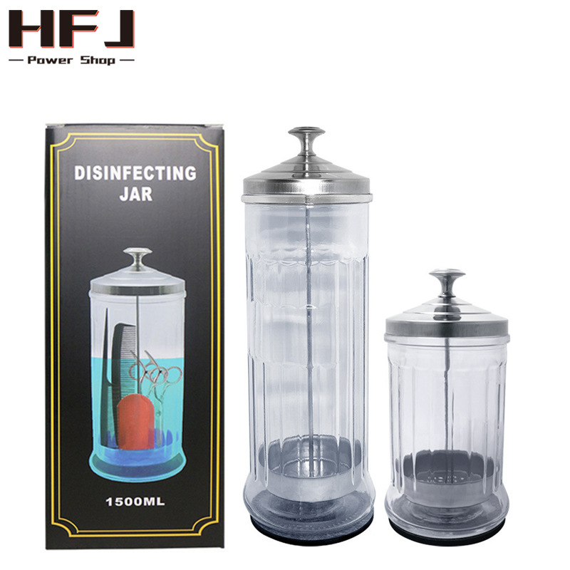 미용 도구 소독 병 두껍게 1500, 1000ml 가위 면도기 유리 스테인레스 스틸 소독 탱크 도매