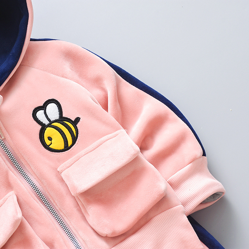 Children's clothing set for boys girls, plush thickened autumn and winter 2023 new style with hat, western-style_voghion.com