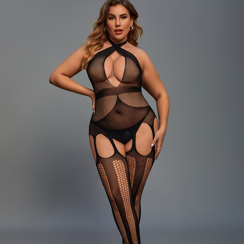 Cross-border sexy sexy one-piece see-through underwear plus size foreign trade net clothing new one-piece pantyhose sexy nightgown