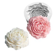 3D牡丹花香薰滴胶摆件diy手工皂蜡烛玫瑰翻糖巧克力蛋糕硅胶模具