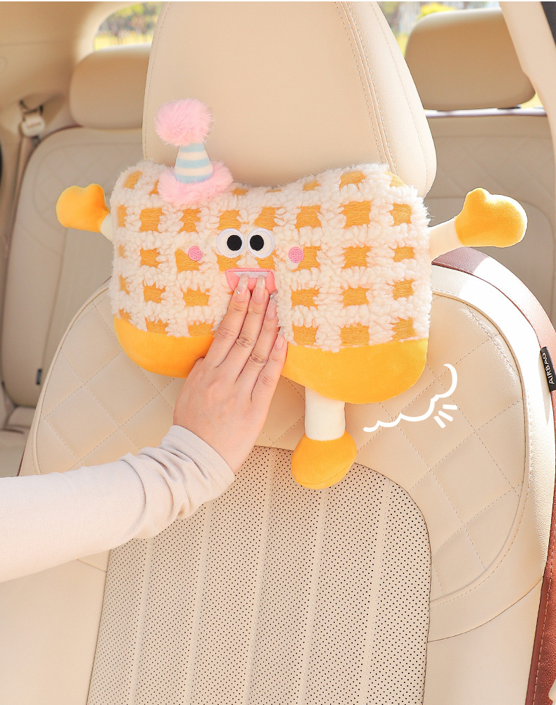 Cartoon car lumbar support, creative and cute car lumbar cushion for girls, car pillow and lumbar support, car interior accessories for women