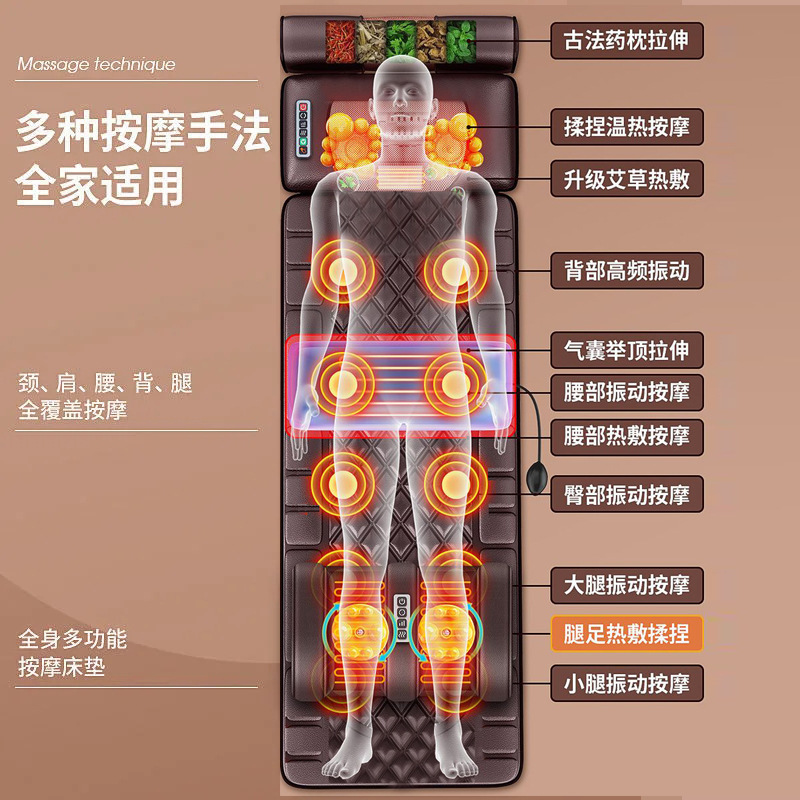 輸出越境マッサージマットレス全身多機能首腰振動揉み家庭用知能加熱マッサージクッション椅子|undefined