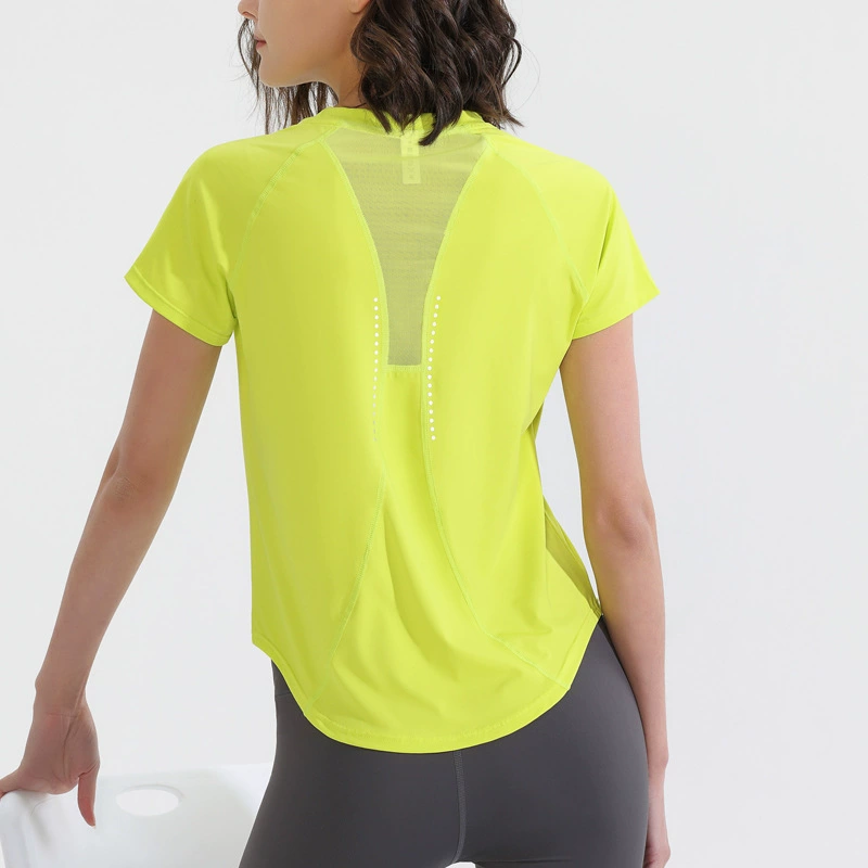 Летние спортивные женские свободные беговые быстросохнущие топы для йоги с короткими рукавами для фитнеса, тренировочная футболка, тонкая и высококачественная