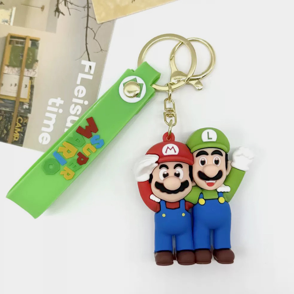 Lindo llavero de dibujos animados de Super Mario, exquisita muñeca tridimensional, colgante para bolso o coche, llavero, pequeño regalo