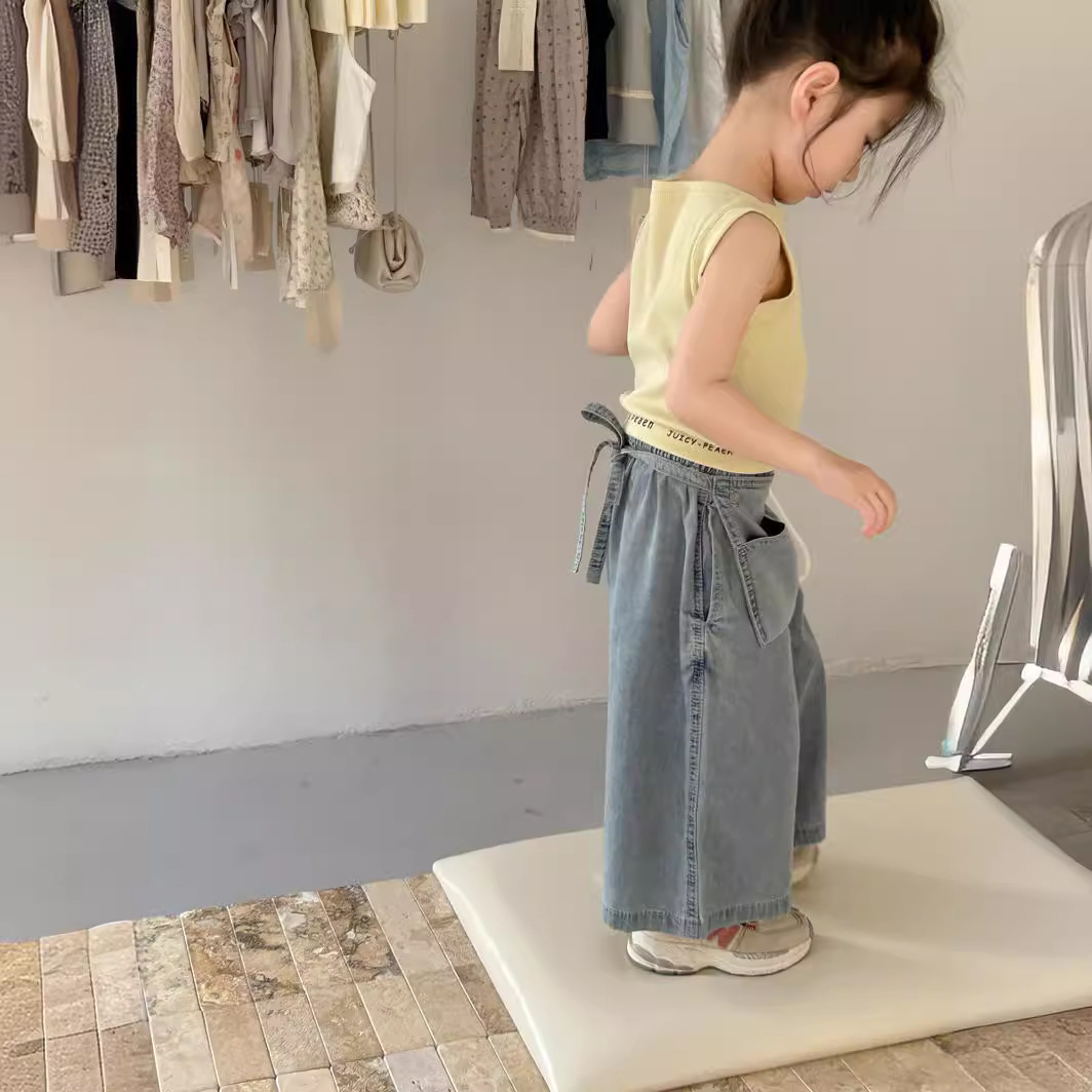 Children's Jeans Girls Spring and Summer Korean Style Fake Two-Piece Jeans Casual Fashion Skirt Pants Huzhou Zhili