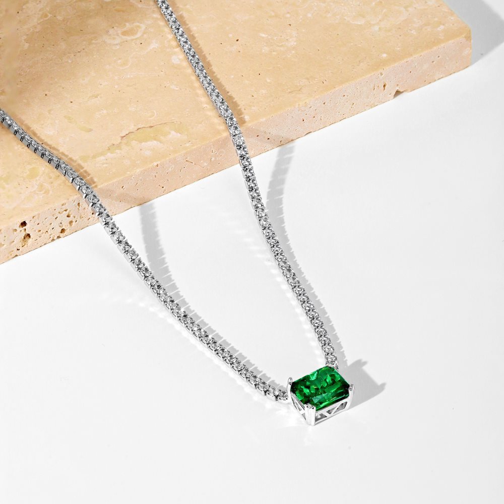 15g Weight Zircon, High Carbon Diamond Inlay Material Necklace Classification 925 sterling silver Chain Material 1 Piece Quantity Holiday, Tea Party Occasion 925 Sterling Silver Material Heart Shape, Rectangle Pattern Women's Gender Inlay Design Simple Style, Shiny Style 925 Sterling Silver Zircon High Carbon Diamond Inlay Heart Shape Rectangle Necklace 52