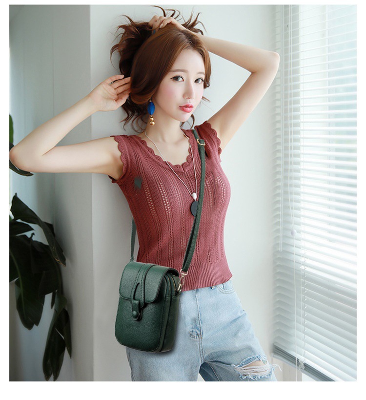 Fashion Style Women's Mini Pu Leather Solid Color Fashion Square Zipper Crossbody Bag