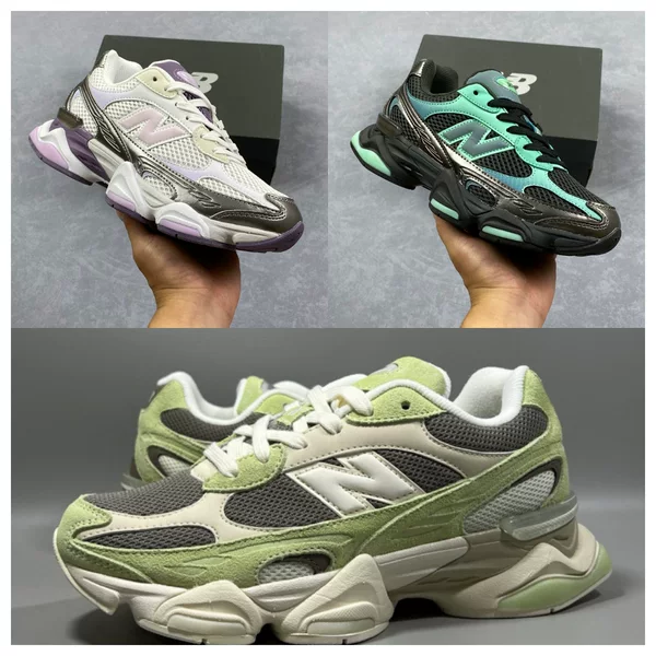 NB 9060 Elephant Hoof Dad Shoes, Thick-Soled, Height-Increasing, Athletic Running Shoes, Dry Lime Green, Matcha Green, Casual Shoes for Couples