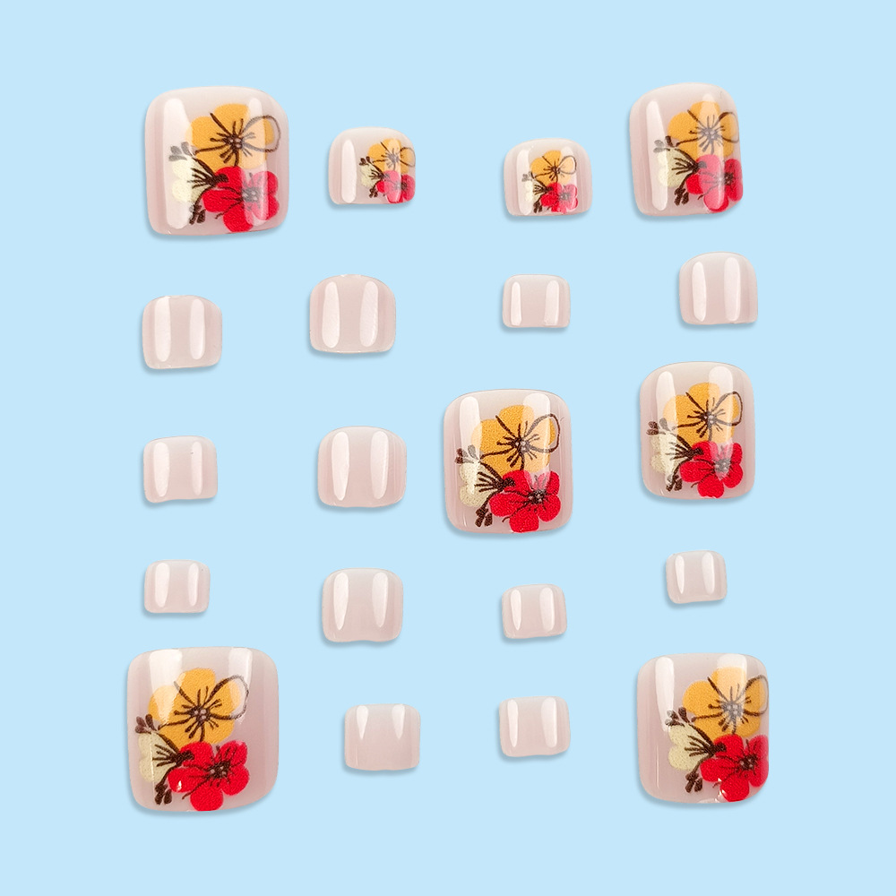 Uñas de uñas de flores amarillas simples, uñas de pies de chicas calientes, parches de uñas, venta caliente transfronteriza, uñas portátiles extraíbles