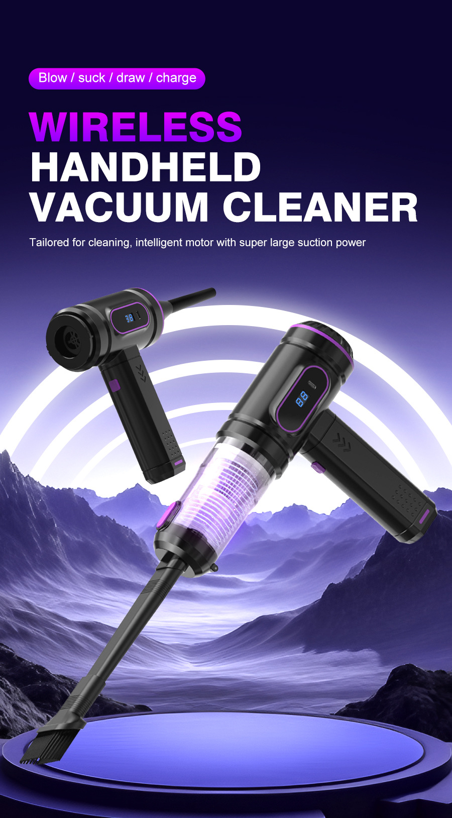 New Wireless Vacuum Cleaner with Blowing and Suction Functions, One-Touch Dust Dumping, Handheld Dust Blower, High-Power Suction, Car Vacuum Cleaner