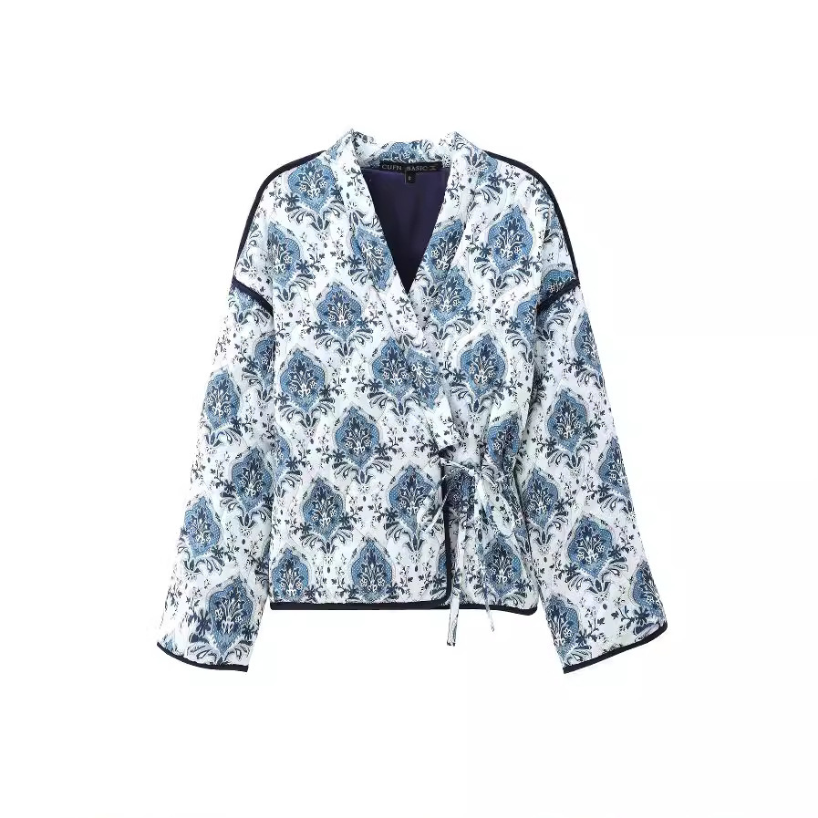 Dámské oblečení, podzimní a zimní, nová pouliční móda, tištěná šněrovací bavlněná bunda_voghion.com