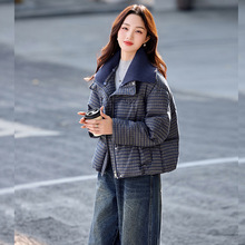 短款格纹棉服女2025冬新款超好看洋气时尚宽松显瘦加厚保暖棉袄潮