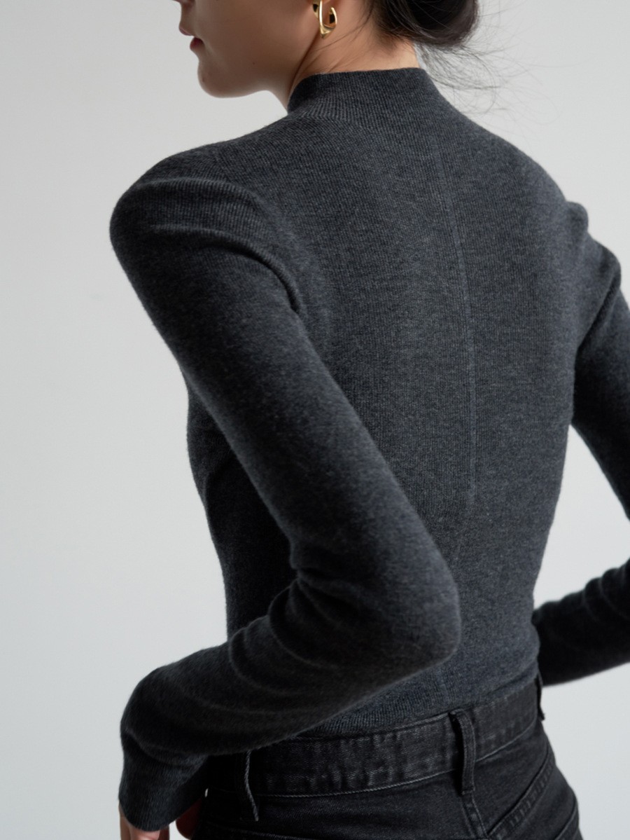 ChicShe ChicShe Seamless One-Piece Commuting Elegant Half-Turtleneck Wool Knit Sweater For Women Autumn Base Layer Top Inner Wear_voghion.com