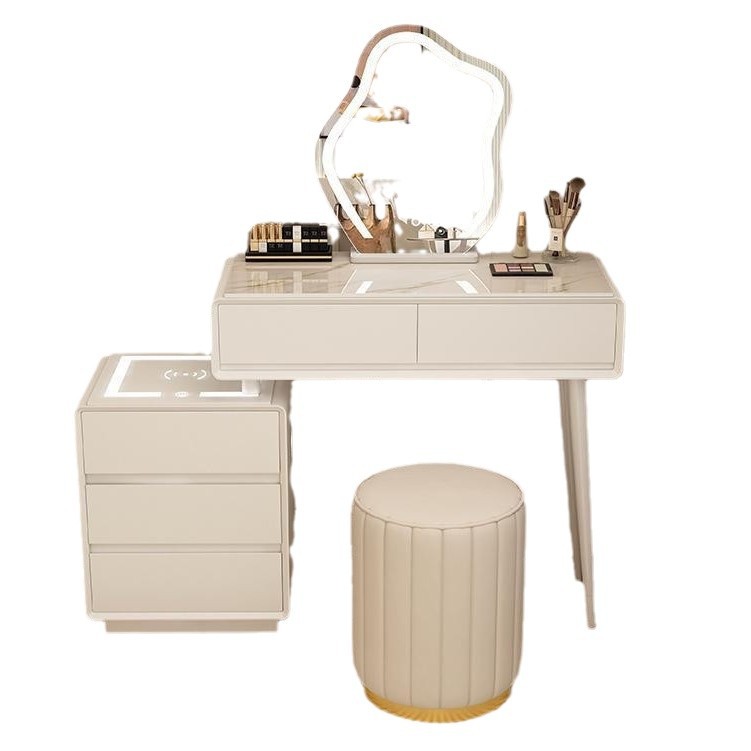 Madera maciza tablero de roca mesa de tocador de estilo de viento silencioso mesa de maquillaje de estilo de viento crema gabinete de almacenamiento mesas de cabecera de cama pequeñas mesas de maquillaje en una