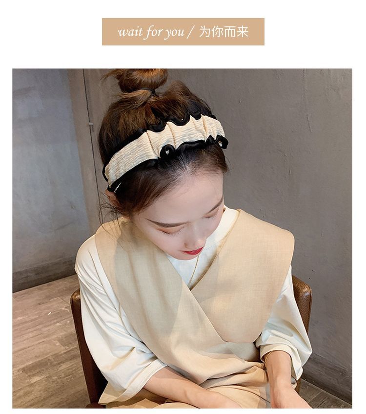 Diadema plisada de estilo coreano con un aire dulce y elegante, diadema sencilla de ala ancha, nuevo accesorio para el cabello de moda._voghion.com