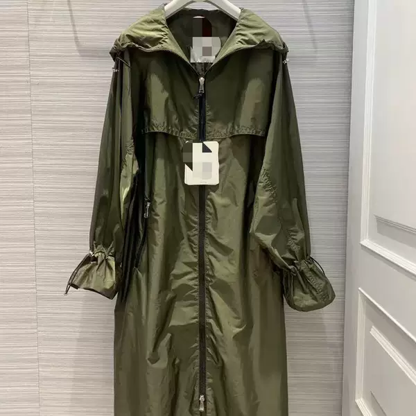 New Foreign Trade Mid-Length Trench Coat Casual Jacket, Mid-Length with Waist Cinching, 2025 Loose Fashion Hooded Drawstring Sun Protection
