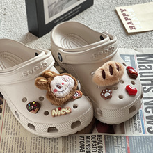 布布洞洞鞋配饰 diy毛绒面包鞋花适配卡洛驰洞洞鞋扣拖鞋装饰扣女