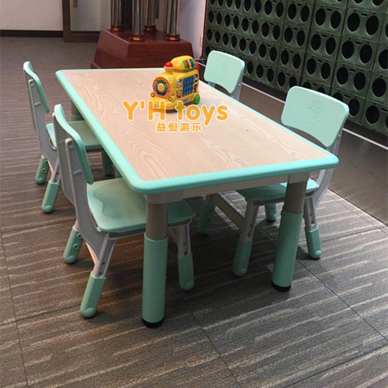 Children's graffiti adjustable rectangular table kindergarten dedicated six-person table study table game painting table erasable