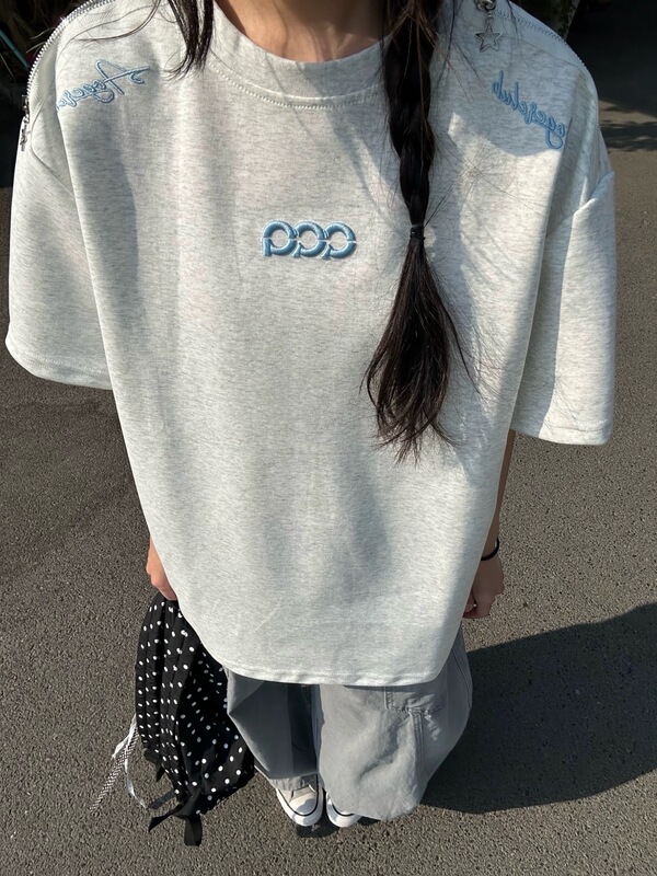 Shipped Now [Same Style as on Dewu, Double Yarn 260g, Pre-Shrunk] Platinum Zipper + Embroidery + Lining Fabric T-Shirt