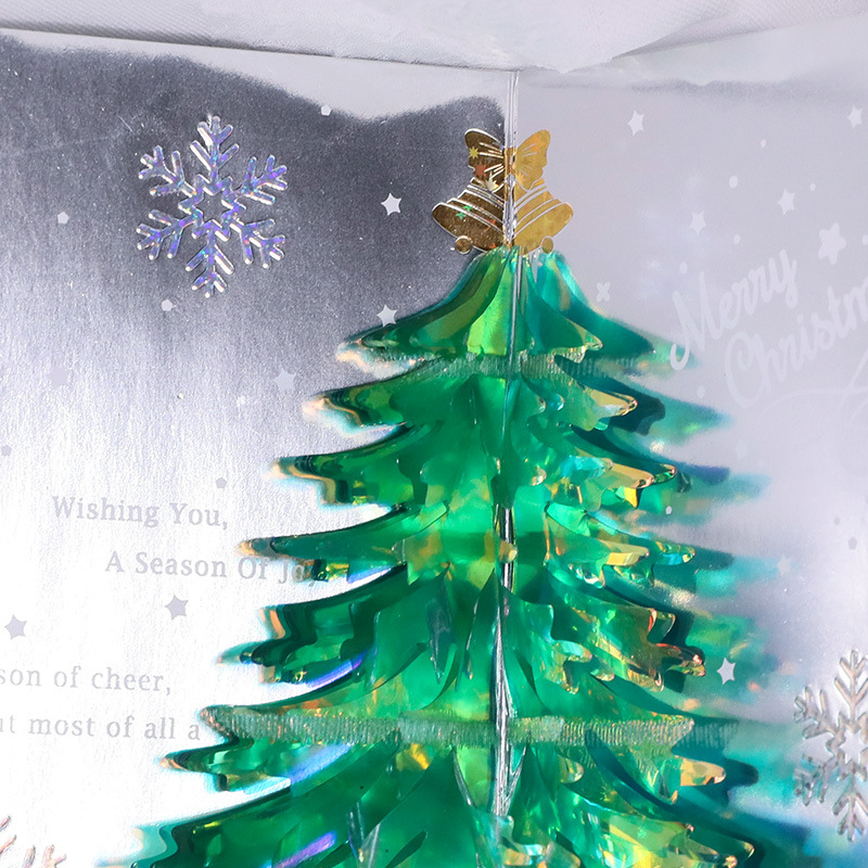Christmas three-dimensional greeting card, sparkling dreamy Christmas tree, cross-border blessing gift message, cross-border card wholesale