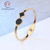 European style fashion black Geometry Box Titanium Bracelet Stainless steel Bracelet Pie golden Versatile Bracelet