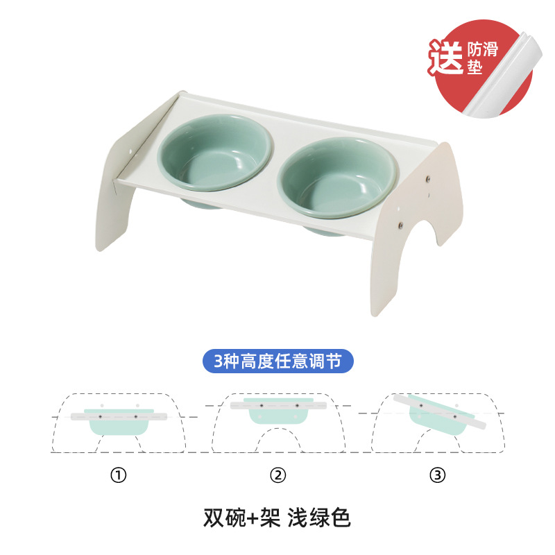 Cuenco doble verde claro + puente de hierro marco doble