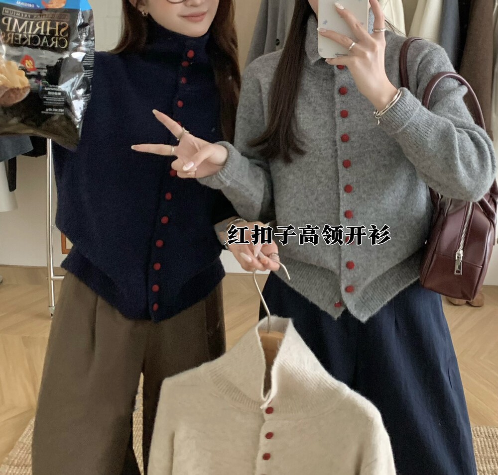 Casual Turtleneck Bag Buckle Sweater Cardigan Women'S Autumn And Winter New Lazy Wind Knitted Outer Women'S 16 Undefined