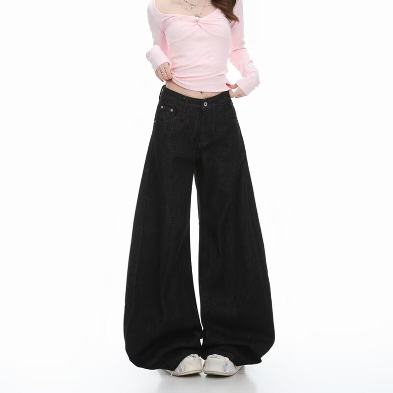 New Trendy Brand Pink Cross-Patterned Heavy-Duty Leather Patchwork Jeans for Women, Summer New American High Street Style Slimming Straight-Leg Pants