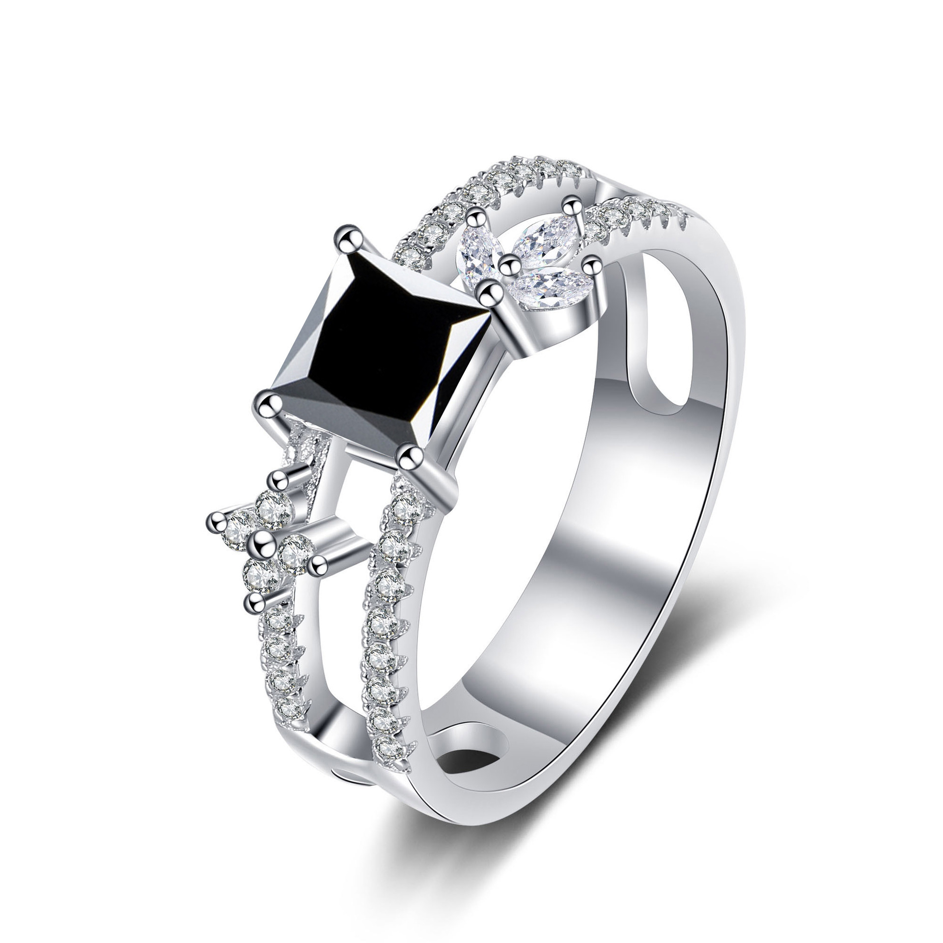 925 anillo de plata esterlina mujer nueva princesa de moda europea y americana Fang cuatro garras anillo de piedra de moissan plata fábrica en vivo