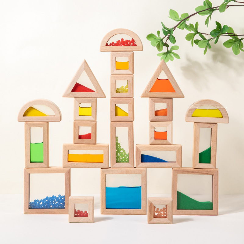 Montaña para niños pequeños color transparente forma de cognición pieza de pieza puzzle juguete puzzle perlas de arena bloques de construcción sensorial
