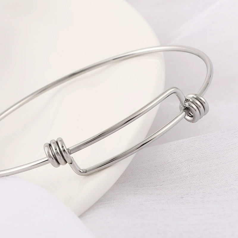 Adjustable Stainless Steel Bracelet, 304 Stainless, Elastic Wire, 65 mm