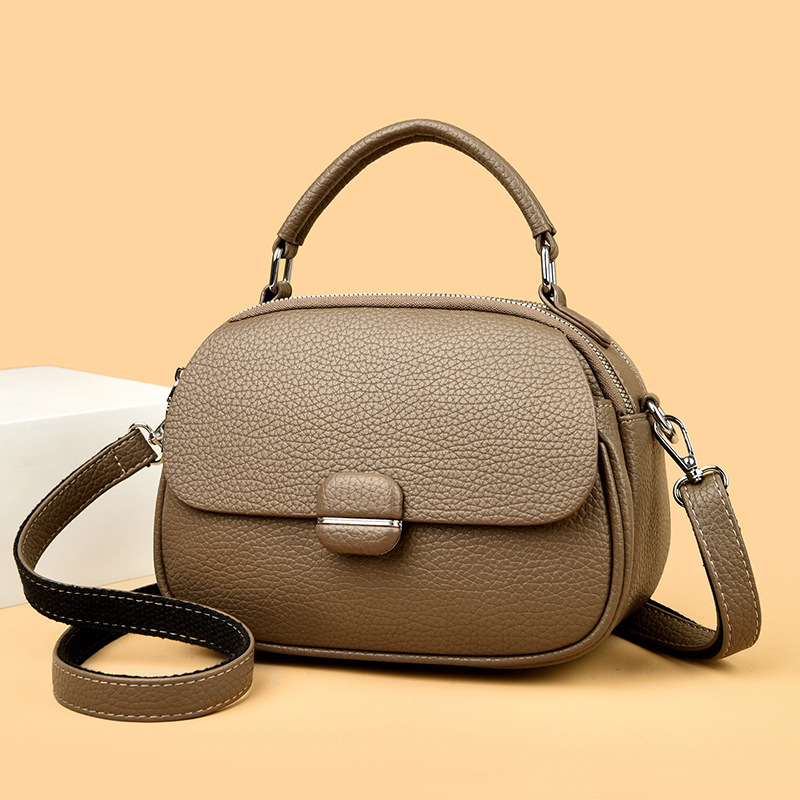 2026 New Model Genuine Leather Apple Bag for Mom, Simple Shoulder Crossbody Handbag, Fashionable Niche Women's Bag, Cross-Border Factory