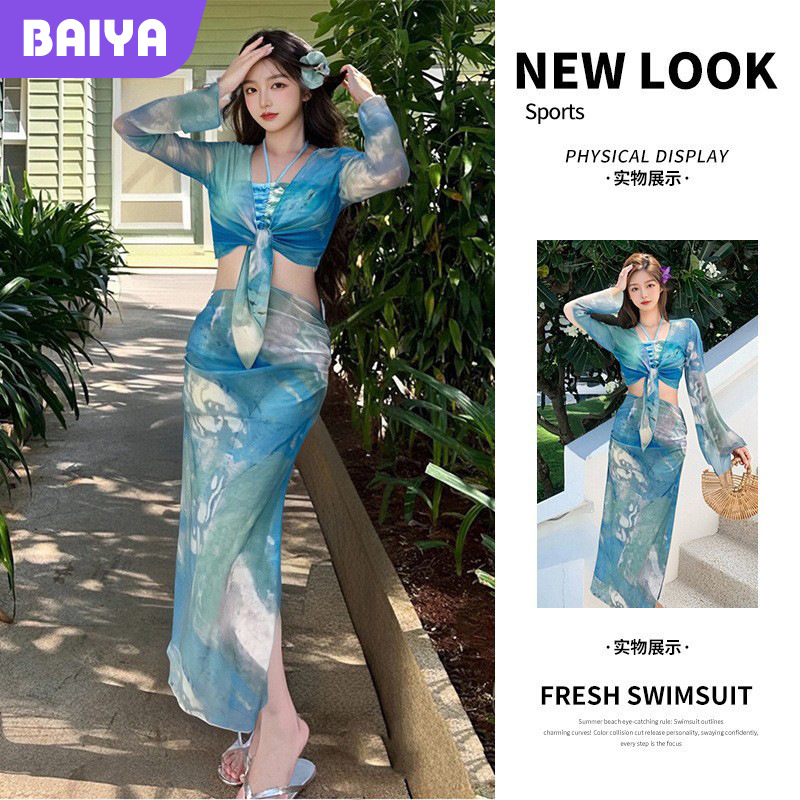 2025 nuevo vestido de playa de vacaciones de aguas termales bikini de cuatro piezas puro deseo sexy traje de baño bikini mujeres al por mayor