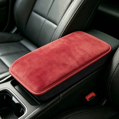Armrest box pad pad, plush and thickened armrest - red-thickened-plush-version
