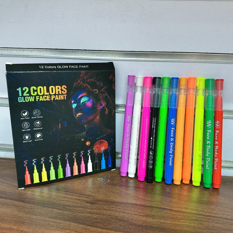 Cross-border body painting pen, temporary UV glow-in-the-dark tattoo pen, party DIY skin painting glitter acrylic marker pen Cross-border body painting pen, temporary UV glow-in-the-dark tattoo pen, party DIY skin painting glitter acrylic marker pen