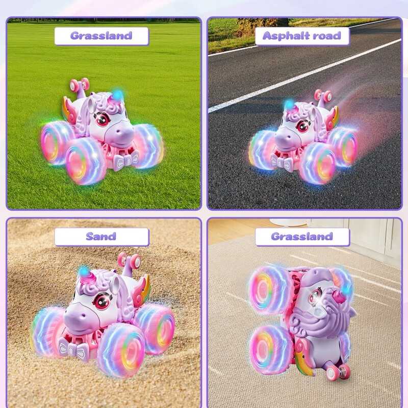 Cross-Border Amazon Unicorn Remote Control Stunt Car Off-Road Light and Music Toy Children's Toy Car Cross-Border Amazon Unicorn Remote Control Stunt Car Off-Road Light and Music Toy Children's Toy Car