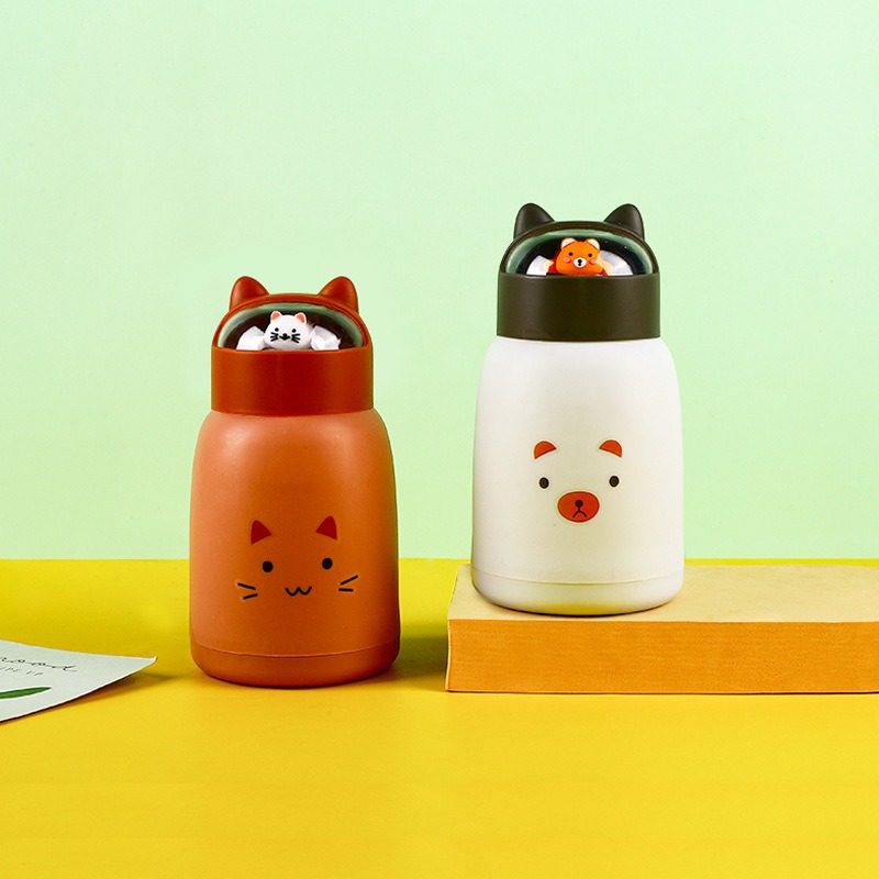 Tazas de agua encantadoras para niños, tazas de vidrio de dibujos animados de doble capa, tazas de agua para estudiantes, tazas de regalo de inauguración, tazas bonitas